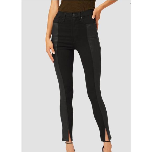 Hudson Womens Centerfold Skinny Jeans 26 US 2 Black High Rise Ankle Coated NWT - Picture 1 of 12